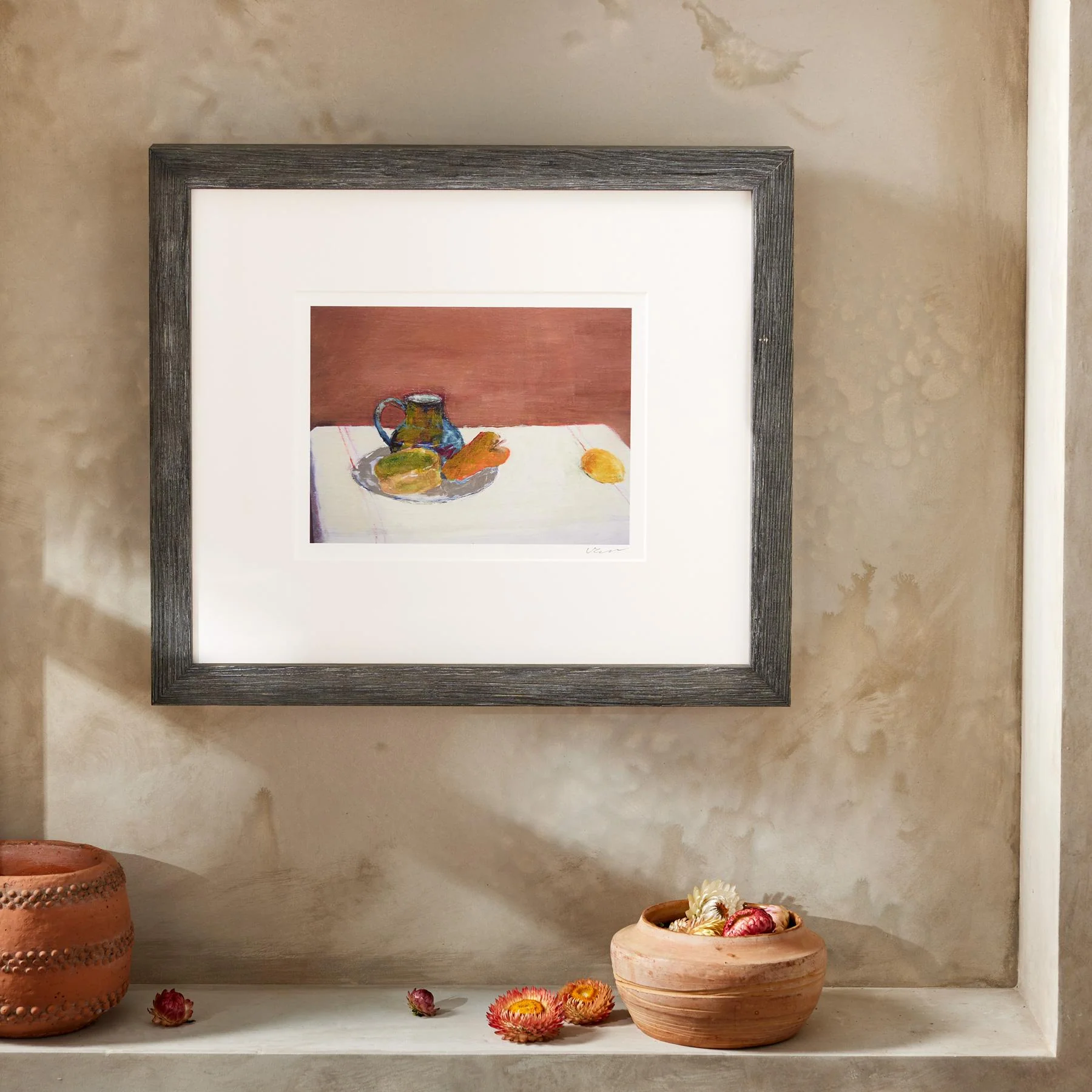 Blue Pitcher With Lemon Print