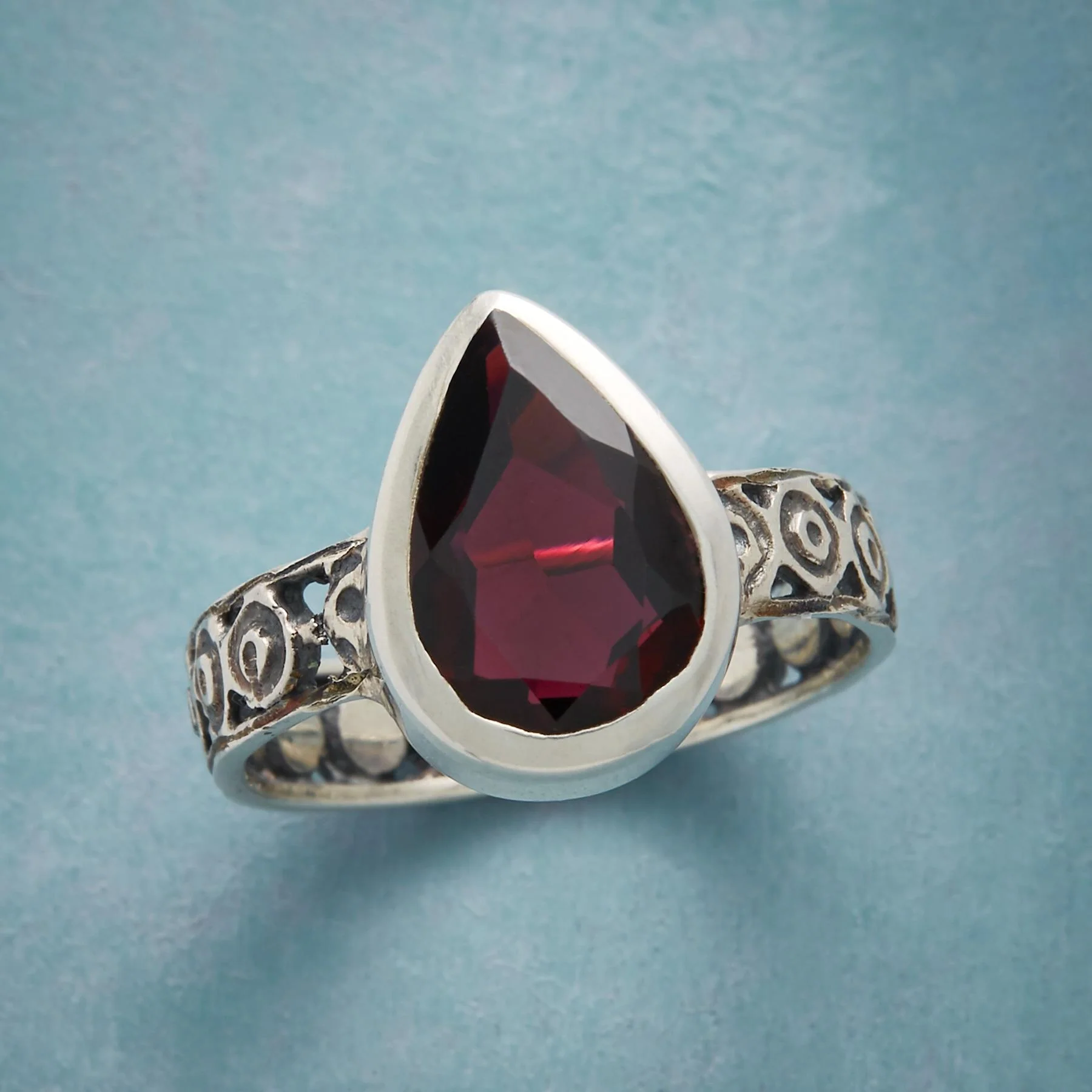 Teardrop Garnet Ring