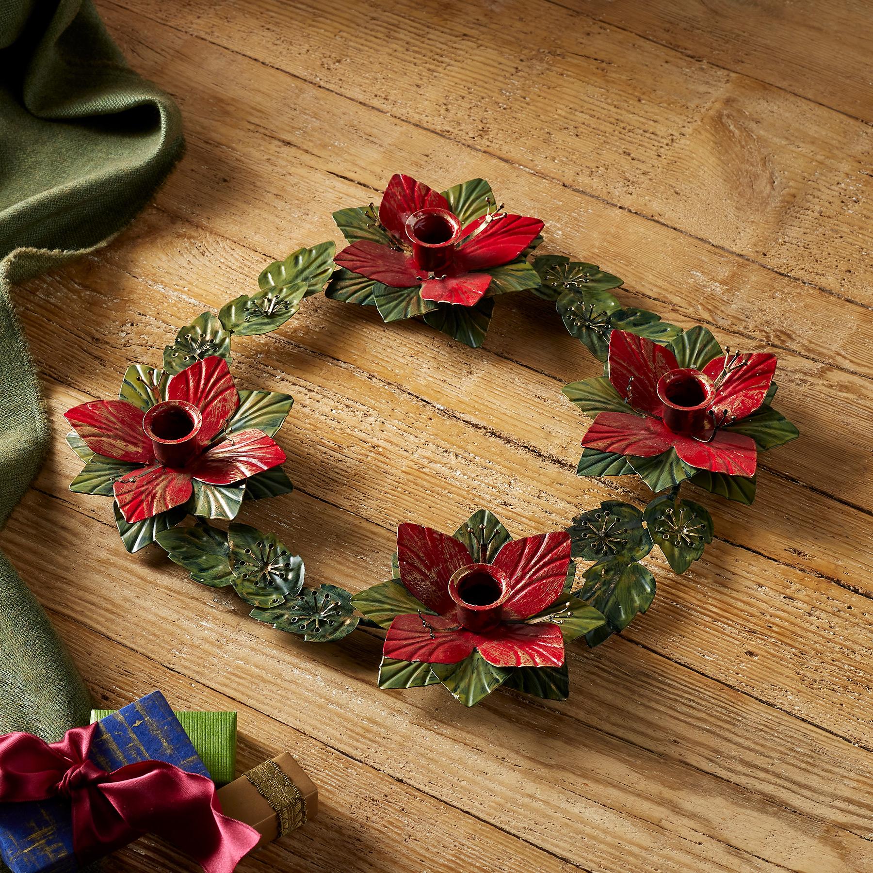Festive Poinsettia Taper Holder