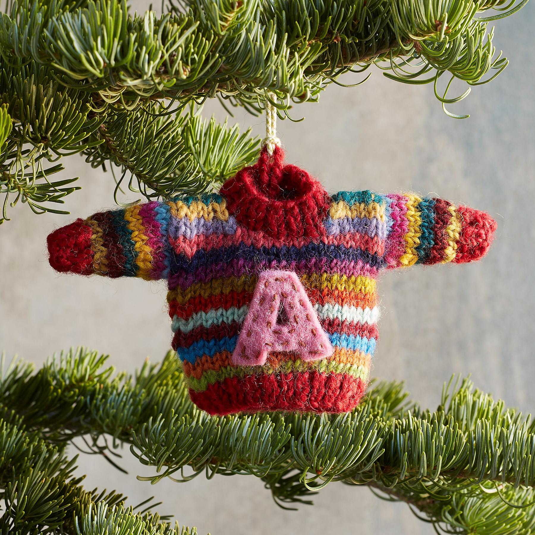 Striped Initial Sweater Ornament