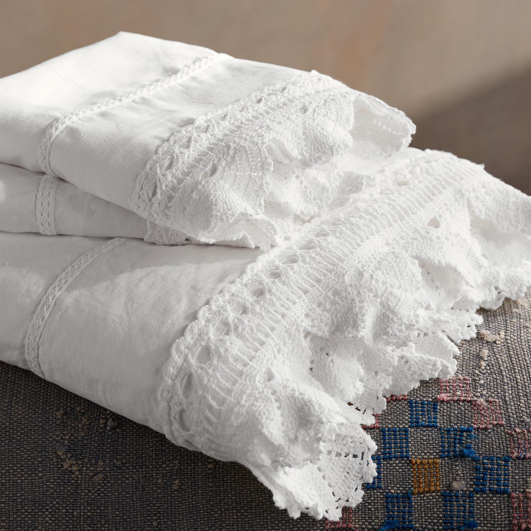 Gossamer Linen Crochet Flat Sheet