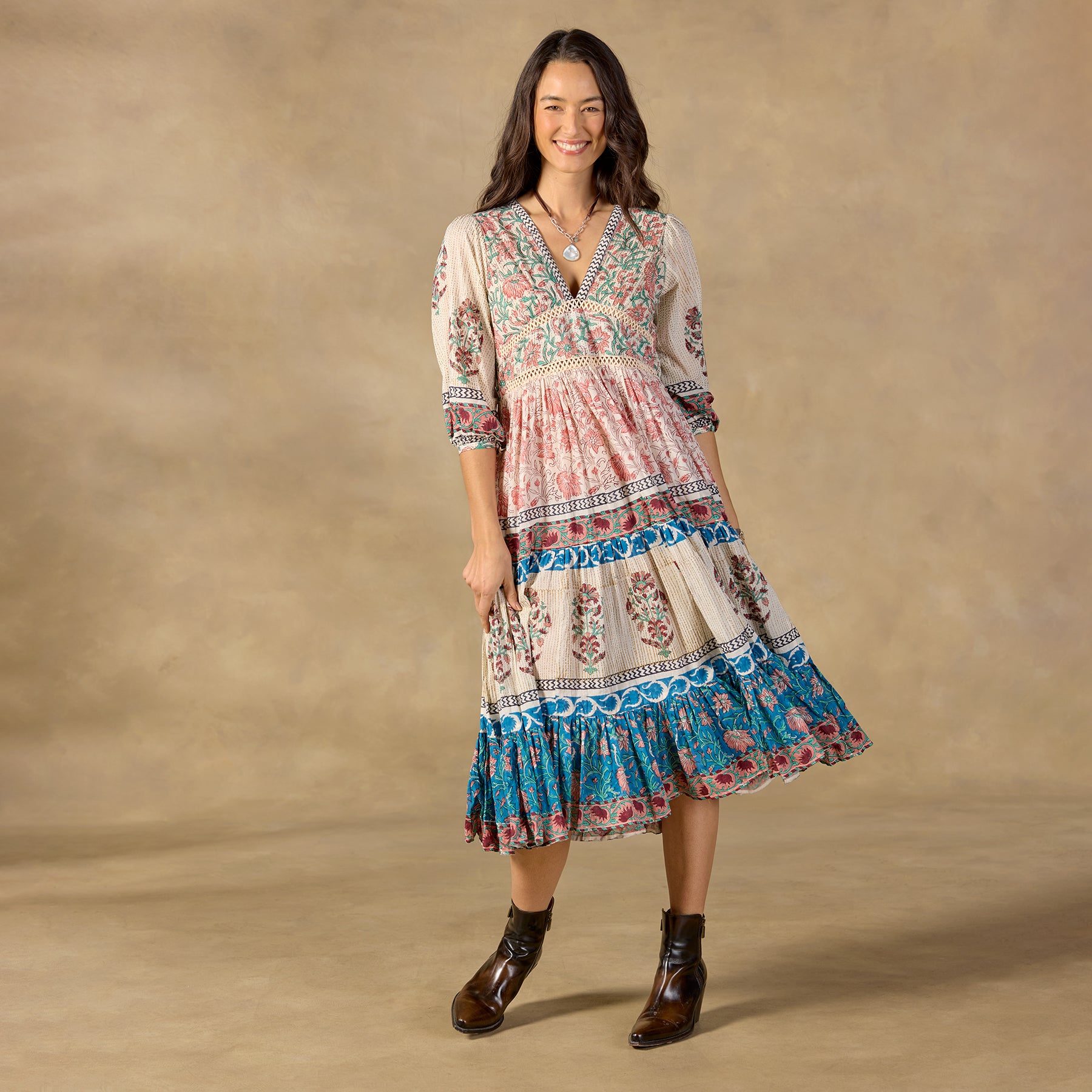 Peacock Flare Midi Dress