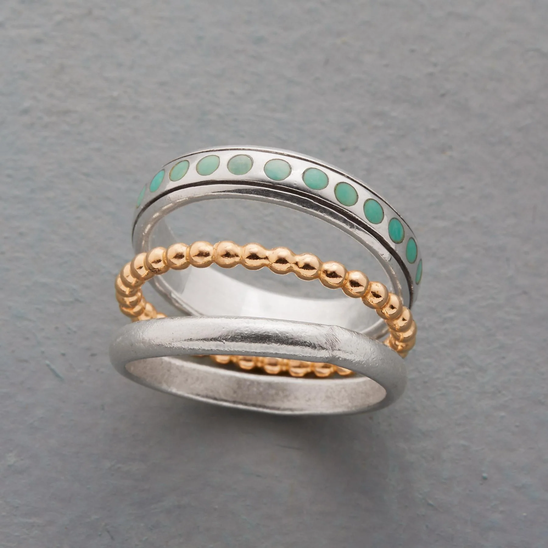 Turquoise Dots Ring Set