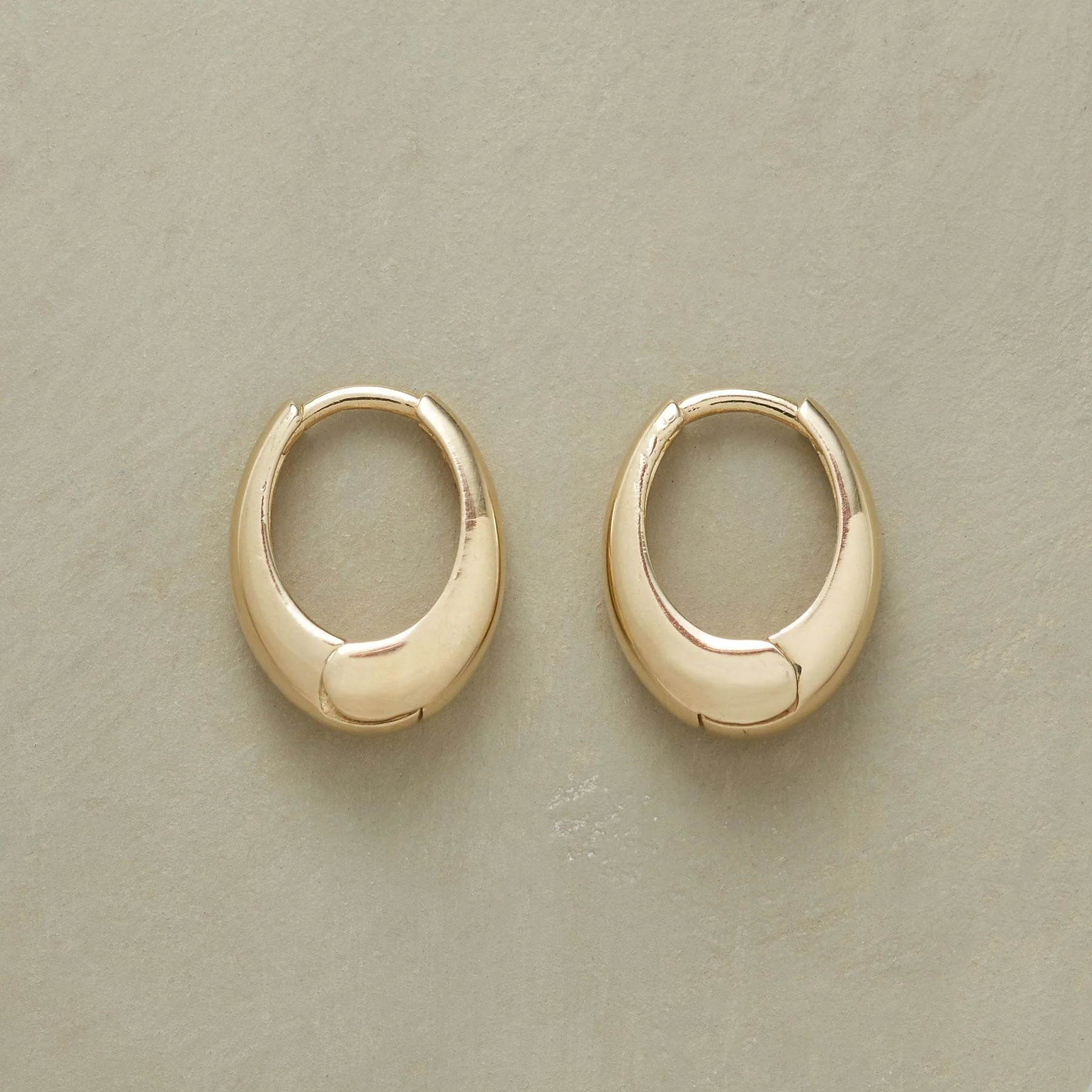 Yellow Gold Oval Hoop Earrings