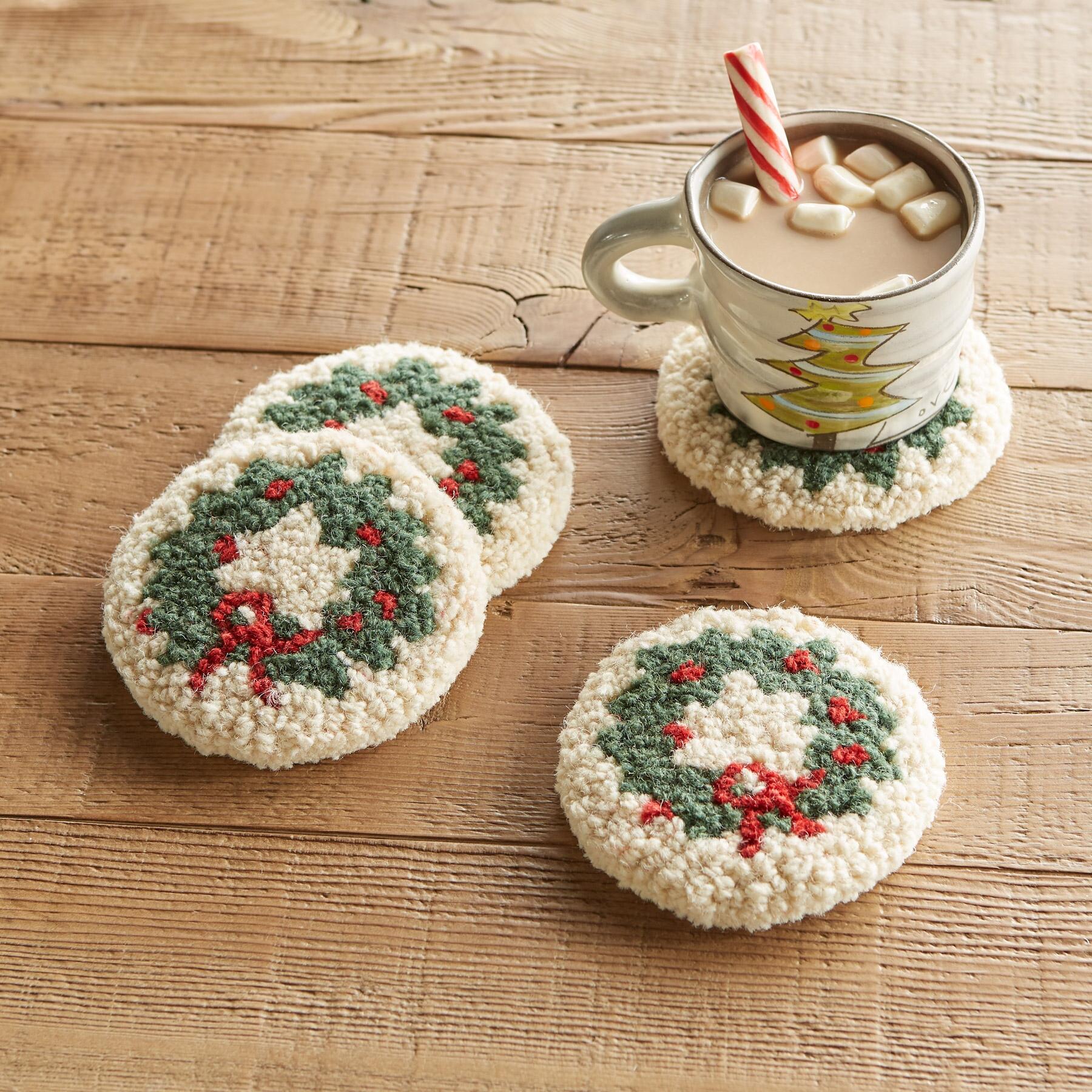 Holiday Wreath Coasters, Set Of 4